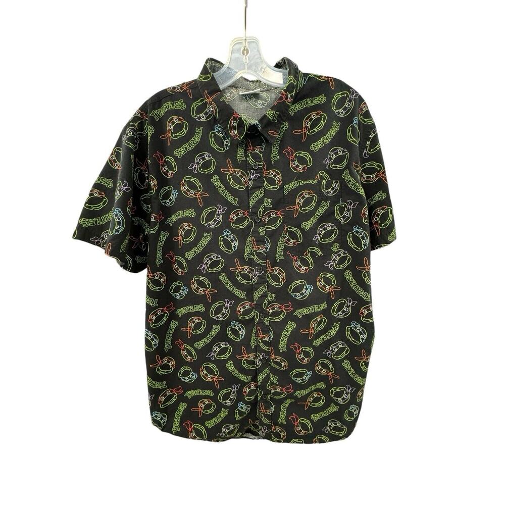 Nickeloden Teenage Mutant Ninja Turtle Button Up Short Sleeve Shirt Vintage